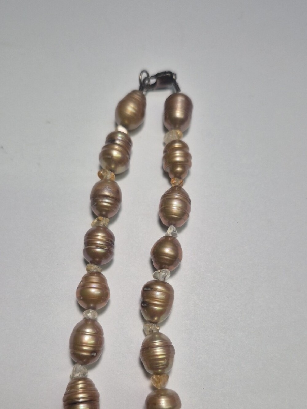Champagne Color Pearl Clear Glass Spacer Beaded 20" In. Necklace - Women Jewelry - Picture 3 of 4